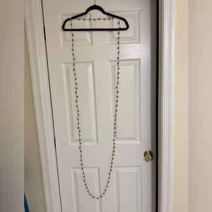 Vintage 1980s Rose Bud Station Necklace, Long Gold Tone Layering Necklace